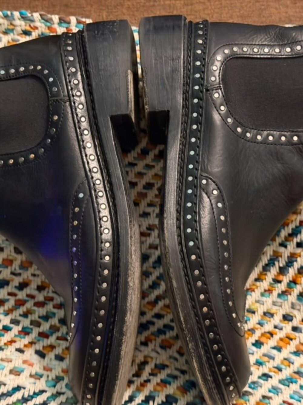 Rag & Bone Benson Chelsea Boots Black Studded Leather Ankle Boots 38 / 7.5 - Picture 10 of 16